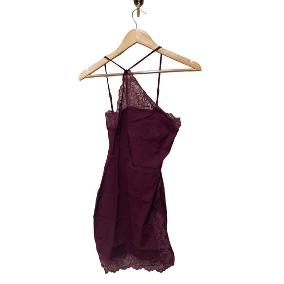 Free People Premonitions Lace‎ Trim Bodycon Dress in Burgundy Size Small - Picture 7 of 10